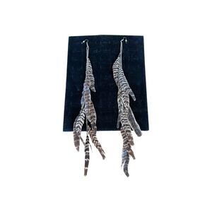 Pheasant Feather Earrings 14" Long Genuine Feather Festival Bohemian‎ Rave